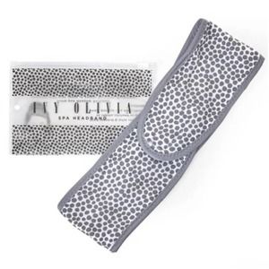 Ivy Olivia Spa Headband Black/Steel with White Dots with Pony Tail Holder